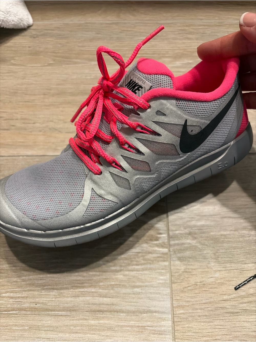 Nike Women's Gray and Hot Pink Training Shoe